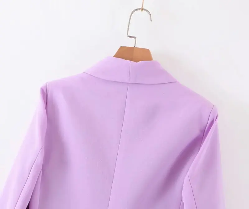 Модный женский фиолетовый Блейзер длинный рукав Женский блейзер для офиса Новое поступление Осенняя верхняя одежда