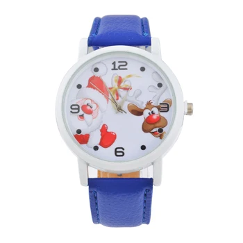 

Simple Cartoon Santa Claus Women Sports Quartz Watches Vintage Fashion Leather Strap Wristwatches Clock Hour