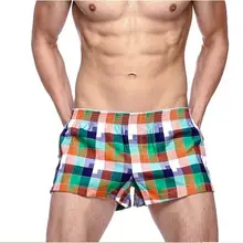 Модные Для мужчин нижнее белье для мальчиков трусы-боксеры с изображением и клетчатых шорт; эластичная резинка на талии; пикантные Для мужчин боксер самакуэка Повседневное дома Нижнее белье Шорты Размеры M, L, XL