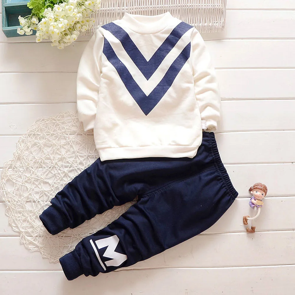

Toddler Children Clothes Baby Letter Print Long Sleeves Top+Pants Kids Dresses For Boys Outfit Set Moda Infantil Menina