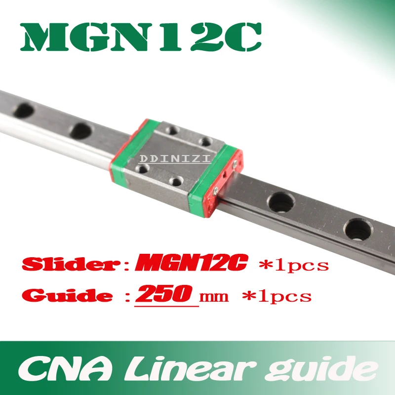 12mm Linear Guide MGN12 L= 250mm linear rail way +  MGN12C Long linear carriage for CNC X Y Z Axis