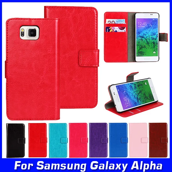 

Luxury Original Flip Wallet Leather Mobile Phone Cover Case For Samsung Galaxy Alpha G850 SM-G850f Shell Back Cover Skin Black