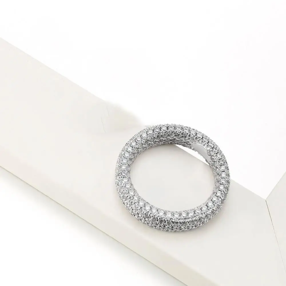 VANAXIN, CZ, блестящие кольца с кристаллами для мужчин, медное кольцо в стиле панк, высокое качество, для помолвки, хорошее ювелирное изделие, родиевое покрытие, серебряный цвет, подарок - Цвет основного камня: rhodium plated