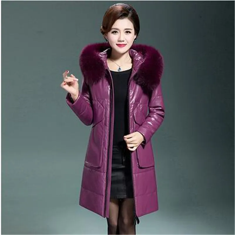 Épaissir Red En taro Wine Mince Cuir Femmes Moyen Vers Bas As894 Purple Veste Manteau apricot Lâche Mode cherry À purple Manteaux Grande Taille Le Long Black Hiver Poche Yellow Capuchon De red TwpSqxadT