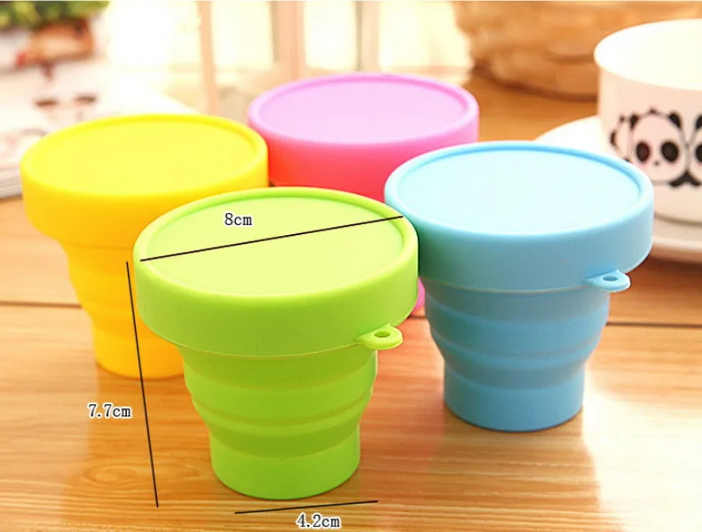 DHL 100 шт портативная силиконовая складная чашка для воды конфеты цвета Силиконовые дорожные складные чашки для путешествий отдыха на природе кемпинга посуда для напитков