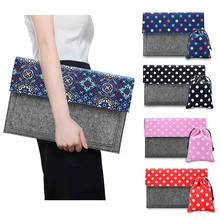 Национальный Стиль Войлок и холст ноутбук рукав чехол для macbook air 11 12 цветов Ретро точка сумка для ноутбука 1" 12" 1" macbook