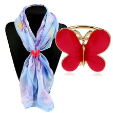 Модная Корейская позолоченная шелковая брошь с зажимом для шарфа милые красные синие броши-бабочки для женщин бижутерия броши 3X082