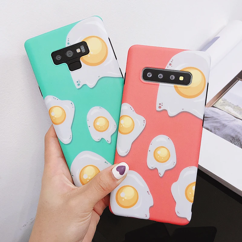 

CASEISHERE For Samsung Note 8 9 Cartoon IMD Soft Case Funny Originality Fried Eggs Phone Cover For Samsung Galaxy S10 S8 S9 Plus