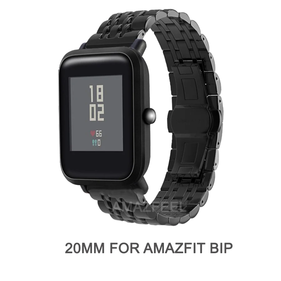 20 мм металлический браслет из нержавеющей стали для Xiaomi Huami Amazfit Bip Молодежные умные часы для Amazfit Pace и Stratos ремешок на запястье