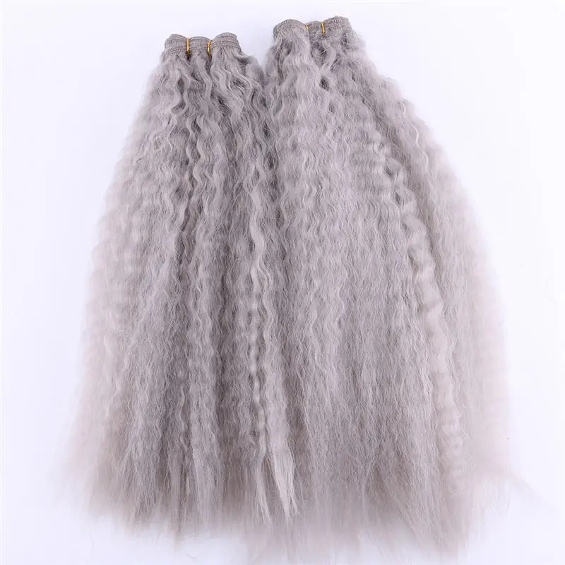 Кудрявые прямые синтетические волосы пряди для шитья синтетические волосы для наращивания термостойкие волокна утки 1" 18" 2" упаковка из 2 - Цвет: Dark grey