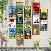 Tintin мультфильм кино жестяная вывеска металлическая пластина железная живопись детская комната настенный бар домашнее искусство Ремесло Декор 30X20 см DU-1078