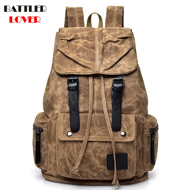 Unisex Canvas Backpack School Rucksack Men Drawstring Backpacks Women Travel Shoulder Bagpack
