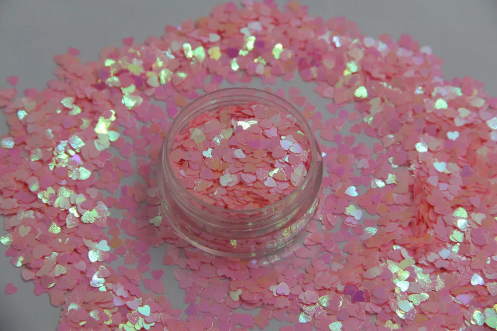 

HI-7 Heart shapes Pearlescent Iridescent Pink Colors confetti spangles glitter for nail Art DIY decoration 1pack=50g