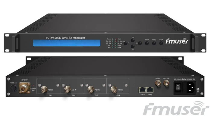 FMUSER FUTV4502D DVB-S2 модулятор(4* Аси, BISS, 24 V RF выход и т. д.) с сети управления