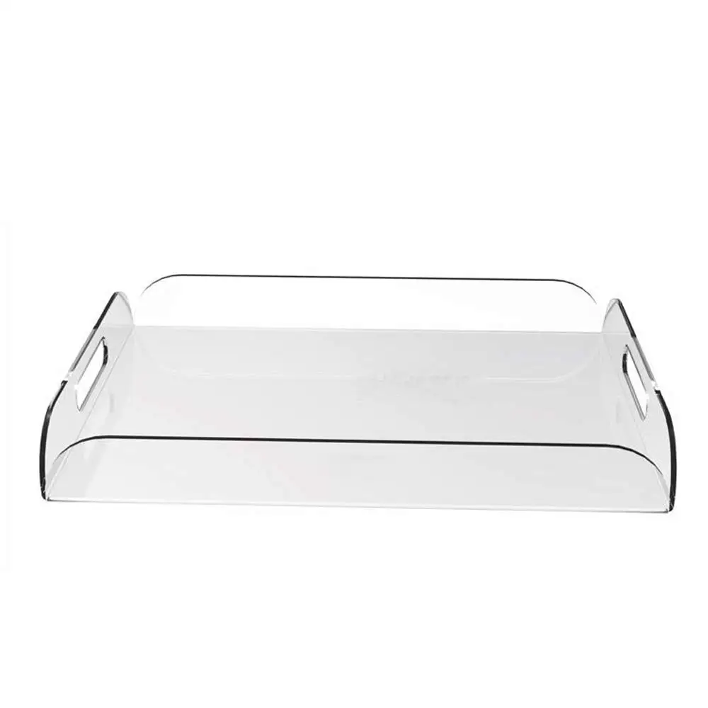 Rectangle Clear Acrylic Serving Trays with Handle for beverage,fruit