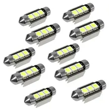 TOYL 10*36 мм ампульная лампа 3 светодиодный 5050 SMD белый купол CANBUS