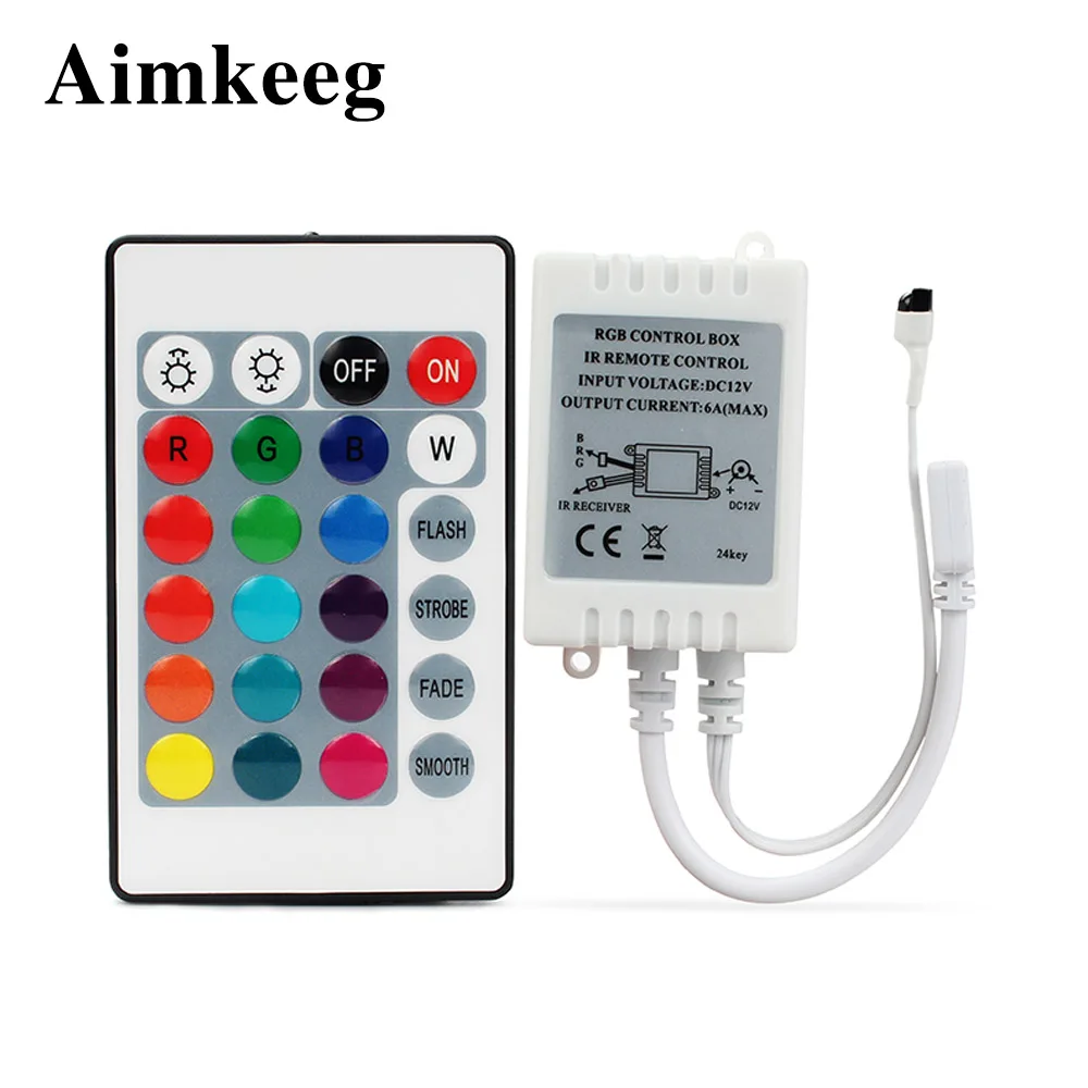 

24Keys LED RGB Controller DC 12V Mini IR RGB Remote Controller for SMD3528/5050/5730/5630/3014 RGB LED Strip Lights