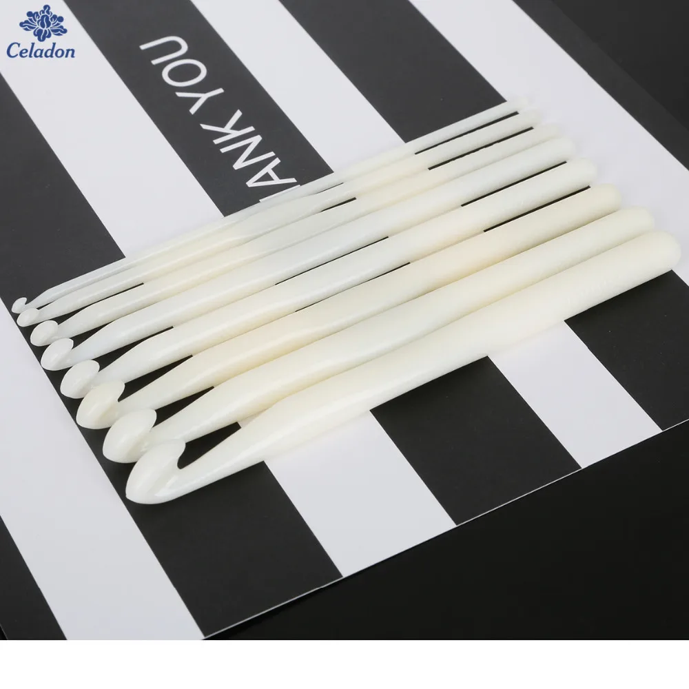 Крючки для вязания белые пластиковые крючки длина 14 см 3 Φ 10 мм|knitting needles|plastic