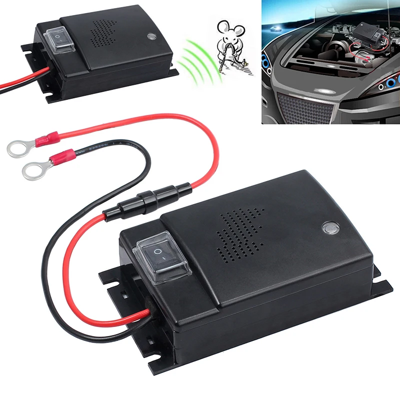 Черный автомобиль 12V ультразвуковая мышеловка вредителей кошка грызунов ошибка отпугивающая моль Acces
