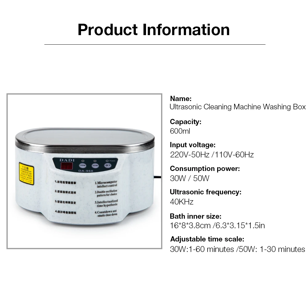 600 Ml Ultrasonic Cleaner Jewelry Glasses Circuit Board Cleaning Machine Intelligent Control Ultrasonic Cleaning Ultrasonic Bath