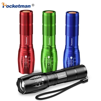 

New 4000LM Ultra Bright Colorful LED Flashlight Linterna T6 Lamp 5 Switch Modes Torch Zoomable Bicycle Light 18650 Battery