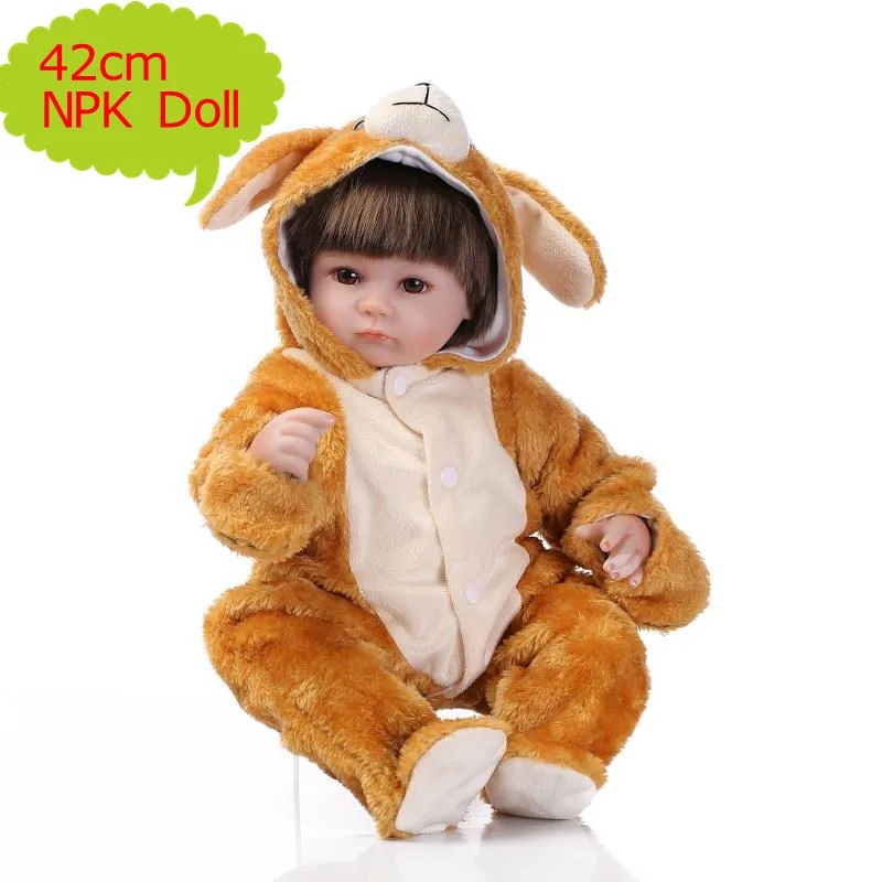 42cm NPK Brand Reborn Doll Bebes De Silicona Realista Doll With Very Cute Dog Clothes Best Birthday Gift For Girls Kids Toys