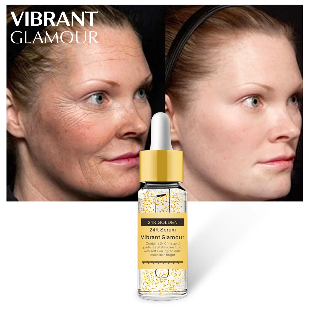 VIBRANT GLAMOUR Gold 24K Serum Anti-wrinkle Firming Whitening Essence Anti-aging Face Serum Moisturizing Brighten Skin Care Skin