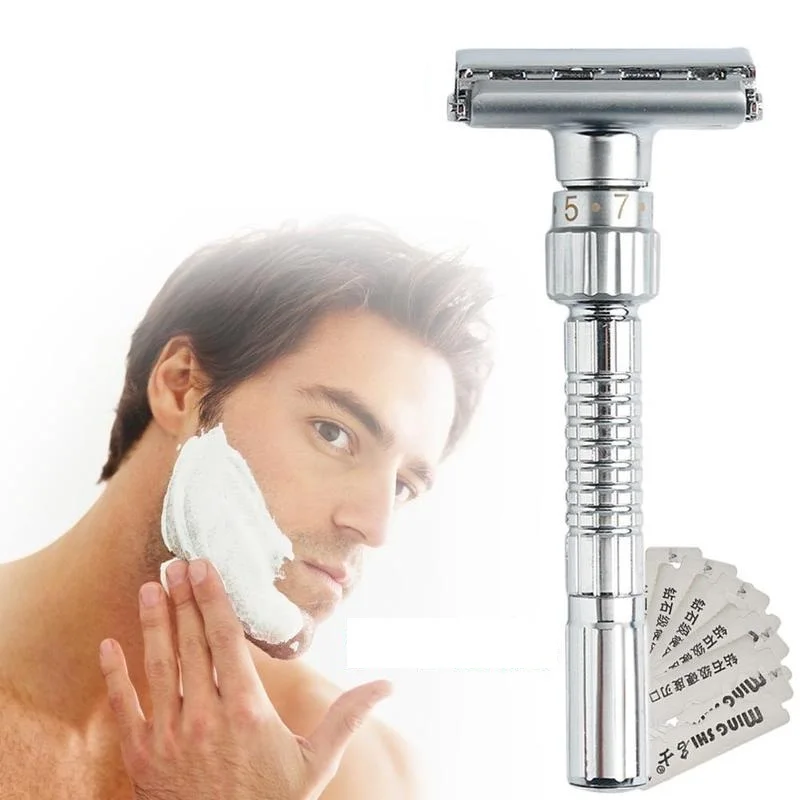 Günstig Einstellbare Double Edge Rasieren Sicherheit Rasierer rasierer Klingen Zink legierung Chrom Heißer Neue Razor Vater der Tag Geschenk Für Papa   junge Freund