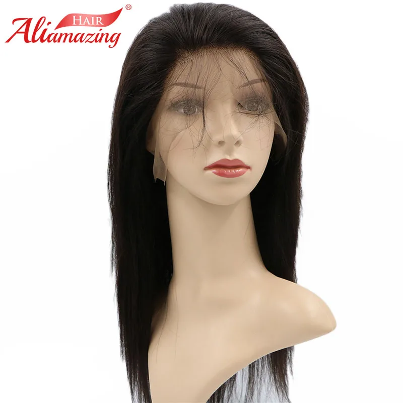 Али удивительные Синтетические волосы на кружеве человеческих волос парики для Для женщин Волосы remy прямой парик с волосами младенца