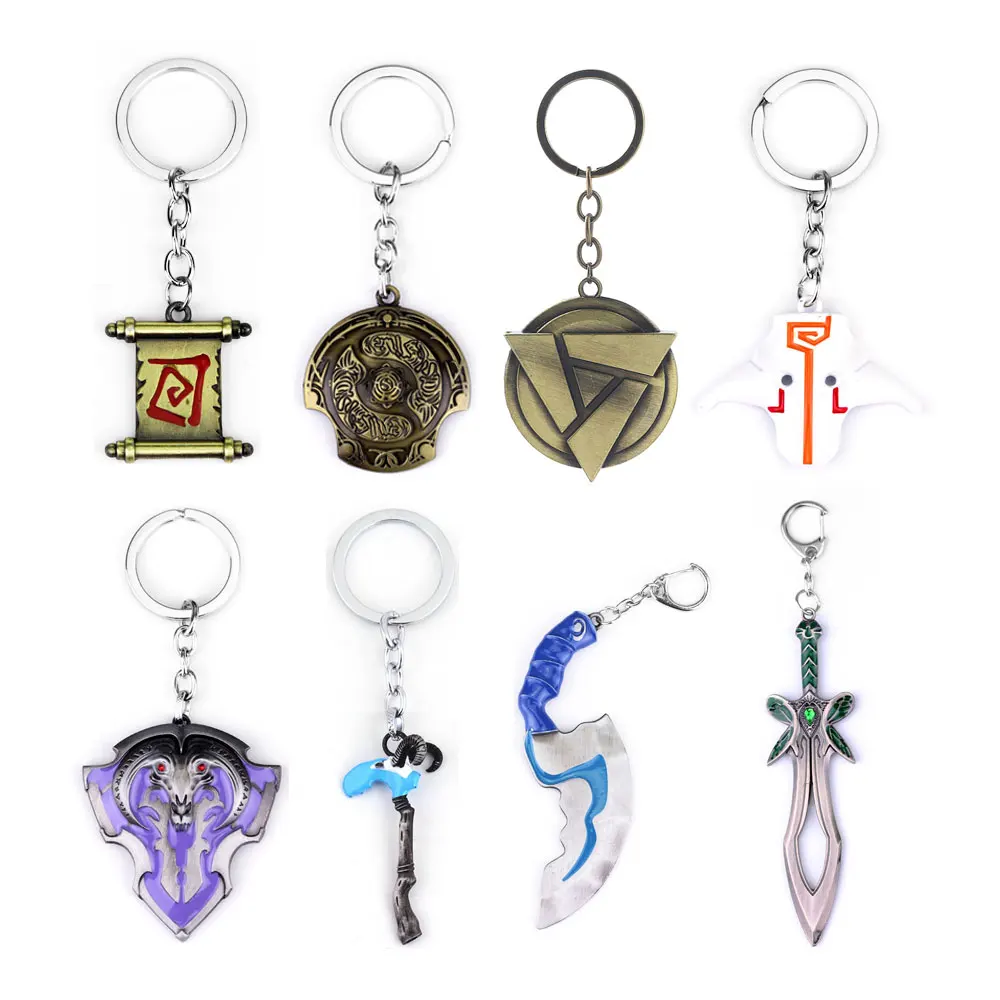 

11 Styles Game Dota 2 Keychain Weapons Sword Champion Shield Key Chain for Men Personalized Car Keyring Jewelry