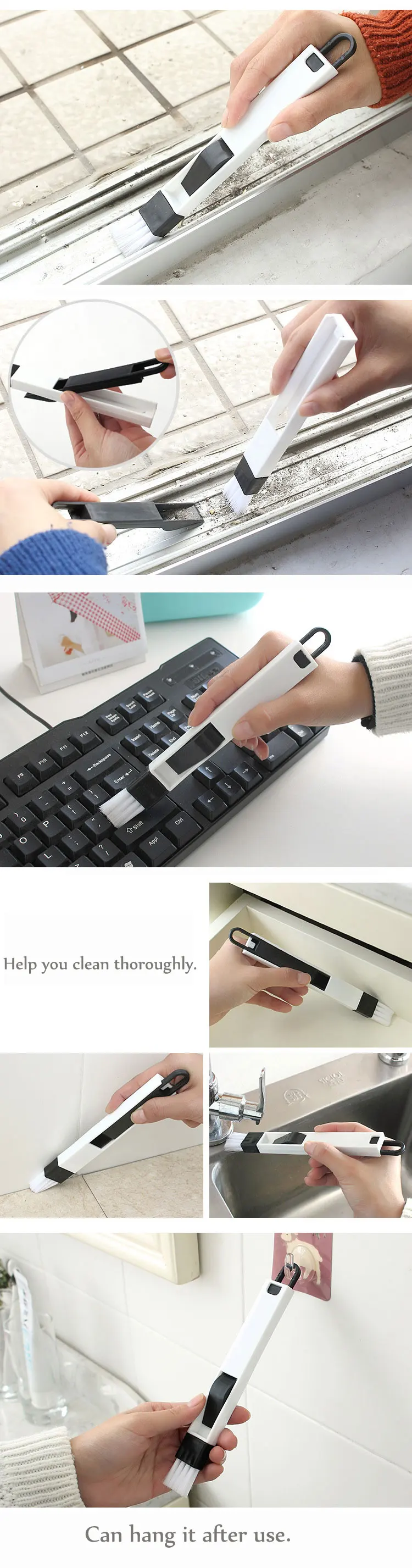 Honana HN-Q1 Window Recess Groove Clean Brush Dustpan Keyboard Drawer Crevice Wash Cleaning Tools 