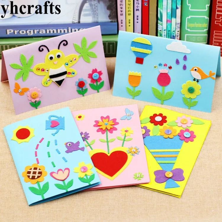 5pcslot5 design felt 3d greeting cards craft kits with