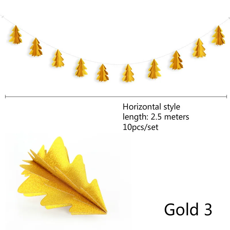 style 2 gold B Натальная 3D Бумага Рождественская елка гирлянды подвесные украшения Рождественские украшения для дома год Arbol De Navidad noel DIY - Цвет: style 2 gold B