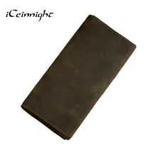ICeinnight 100% подлинная кожаная сумка С Длинным Размер Коровьей Кошелек настоящее мужская кожаный бумажник подлинной старинные человек мешок multi-card бумажник