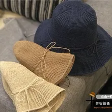 01811-shi39100 Лето можно сложить ручной работы твердый большой пляжный навес соломенная Кепка с покрывалом женский солнцезащитный крем для женщин шляпы для рыбалки