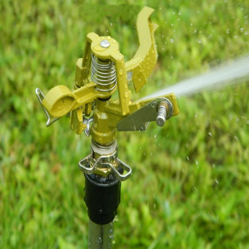 Garden Sprinkler 360 Degree Adjustable Rotate Lawn Irrigation Metal Spiked 1/2" Hose Connector