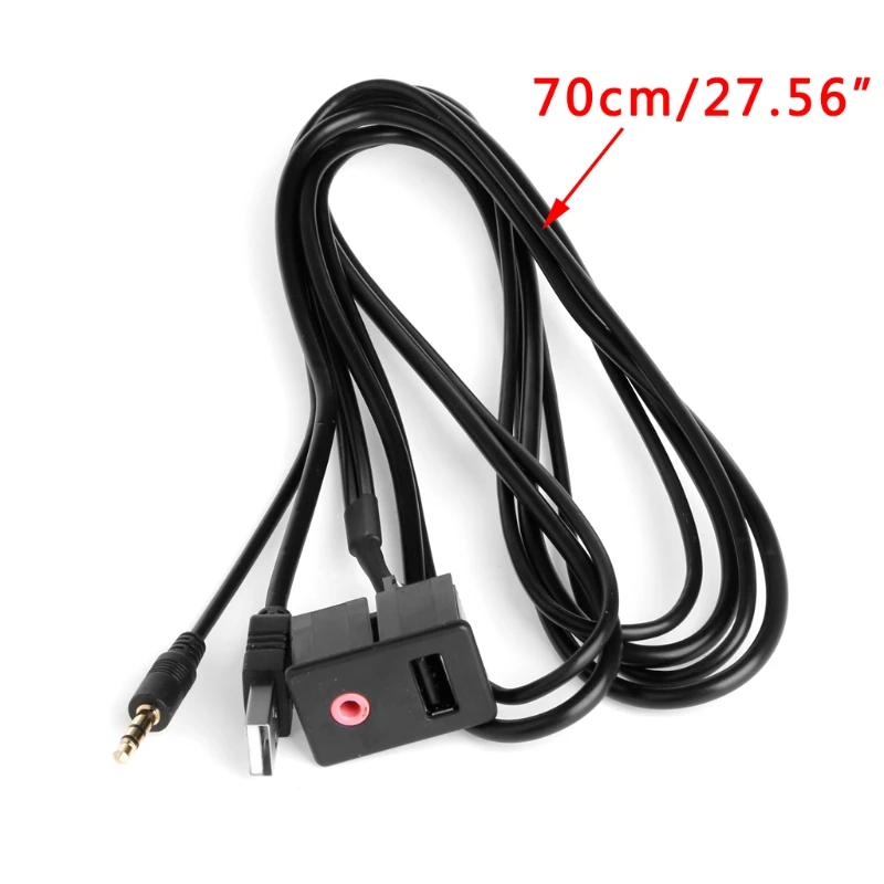 USB 3.5mm AUX Male Mounting Car Dashboard Panel Audio Flush Mount  Adapter Cable