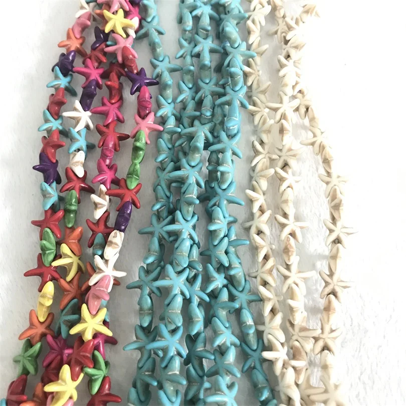 

13x13mm Starfish Shape Natural Stone Beads Loose Spacer Beads Blue White Turquoises 1.3cm*1.3cm Seed Bead for DIY Jewelry Making