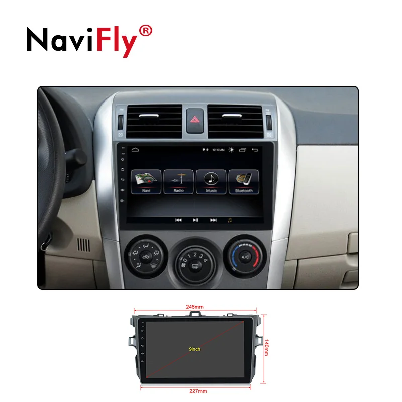 Clearance NaviFly 1G+16G/2G+32G Android 8.1 car multimedia player for Toyota corolla 2006-2011 9 inch car stereo radio video audio player 4