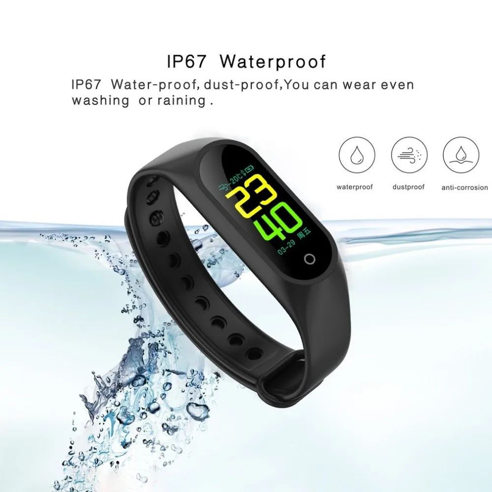 

M3 Smart Bracelet Heart Rate and Blood Pressure Monitor Intelligent Reminder Sports Calories Pedometer Wristband