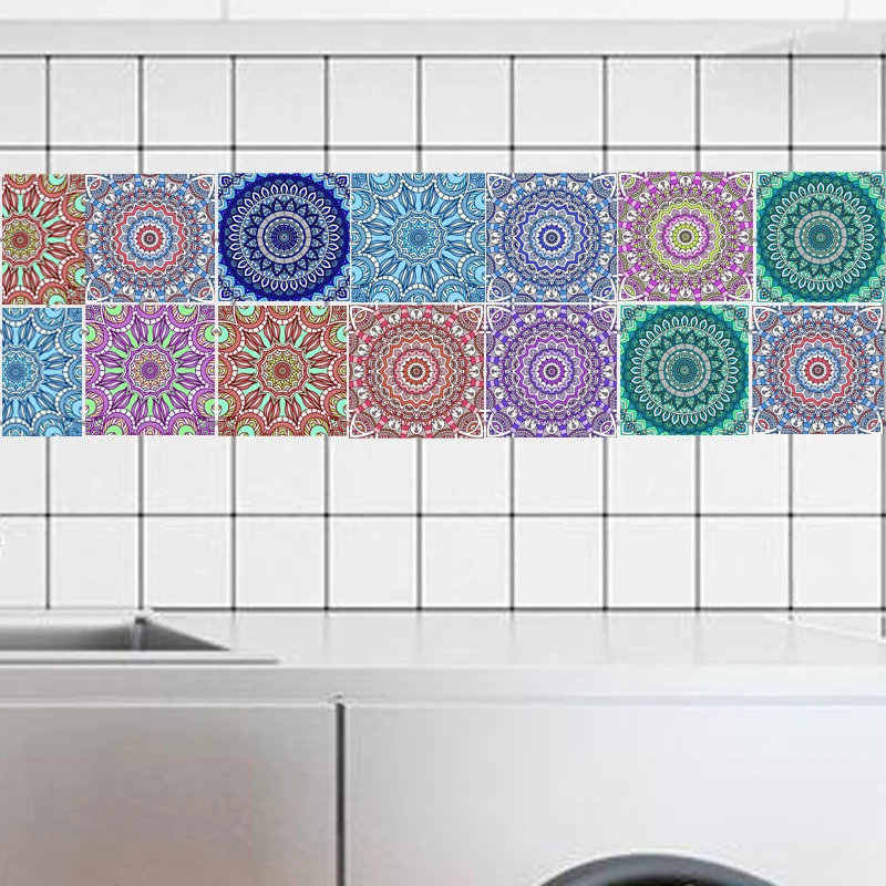 Mandala Style PVC Waterproof Bathroom Kitchen Room Tile Stickers Wall Stickers Moistureproof Wall Paper 20x100cm Mandala Style PVC Waterproof Bathroom Kitchen Room Tile Stickers Wall Stickers Moistureproof Wall Paper 20x100cm