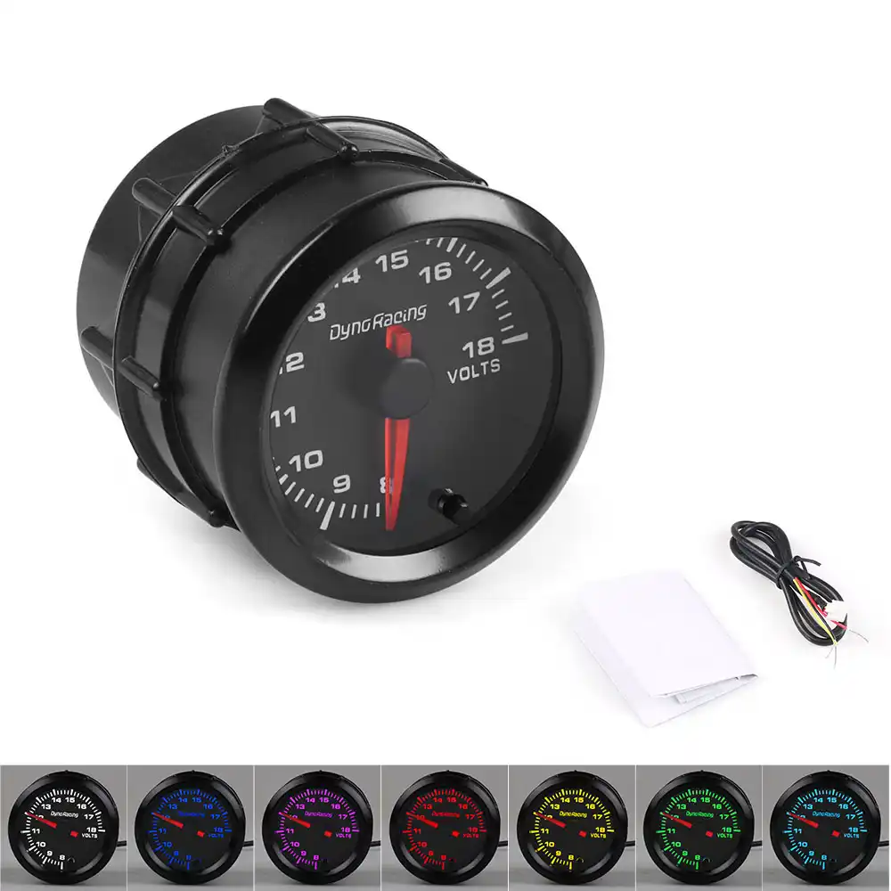 Dynoracing 60MM Racing Car Voltmeter 8 18V Voltage Gauge & Lighting Auto Volt Gauge Car Meter