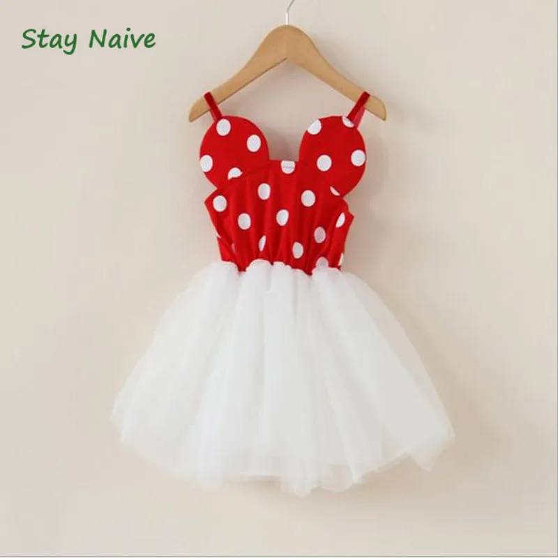 2018 New summer Minnie Mouse Dress girls clothes printing dot...