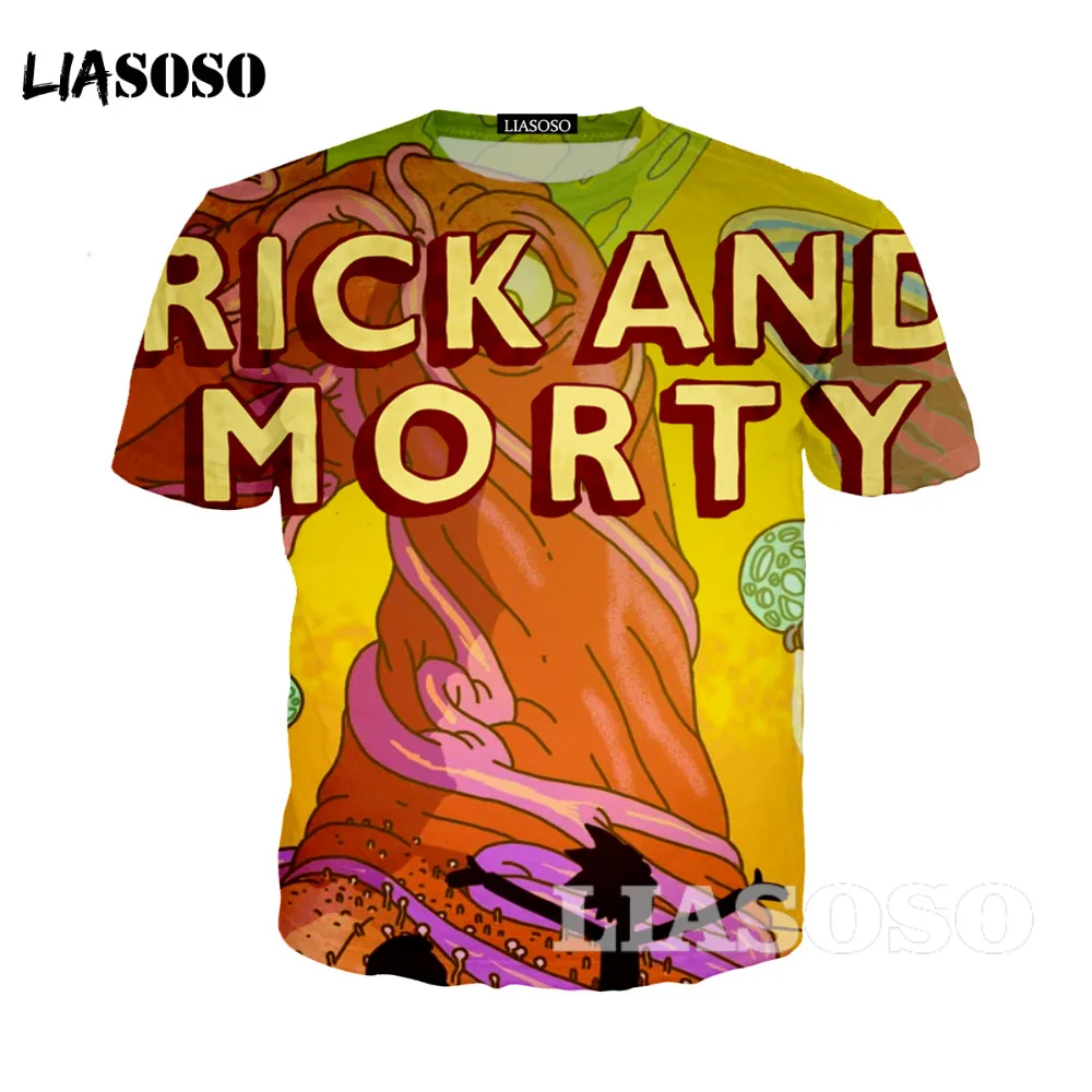 

LIASOSO Children/Adult Summer Fluorescent Rick and Morty T Shirt Male/Mens Anime Luminous Kids Short Sleeve T-shirt