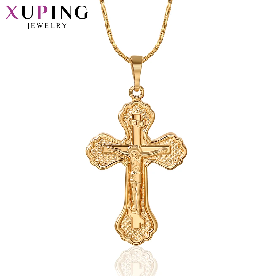 

11.11 Xuping Jesus Seris Cross Fashion European Style Gold Color Plated Pendant Women Statement Jewelry Halloween Gift S87-30177