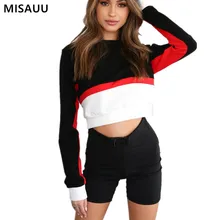 MISAUU 2018 Women Spring Autumn Cute Hoodies Long Sleeve Loose Crop Top Sweatshirt Casual Patchwork Pullover sudadera mujer MISAUU 2018 Women Spring Autumn Cute Hoodies Long Sleeve Loose Crop Top Sweatshirt Casual Patchwork Pullover sudadera mujer