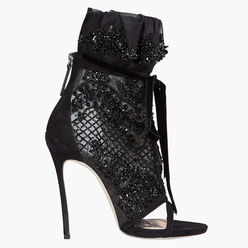Chaussures À Charme Peep Hauts Sexy Bride Lacent Sandales Toe Slingbacks Croix Sandale Cheville Talons Femme Robe La Noir Sn61YwwZx