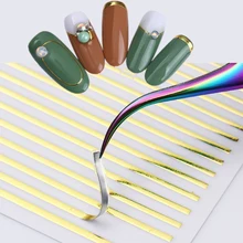 1 шт. Золотой Серебряный ноготь художественная Наклейка 3D металлическая полоса Ленточные линии клейкие переводные наклейки ногтевая декоративная наклейка DIY маникюрные советы