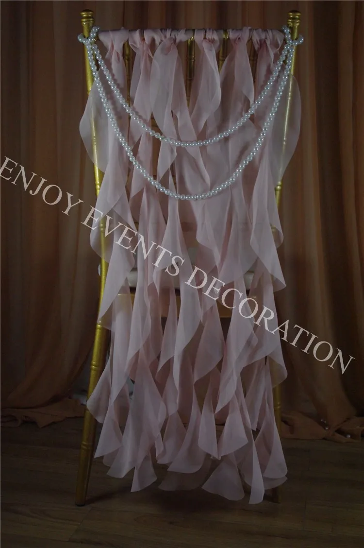 YHC#213-2 curly willow chair sash with pearls string