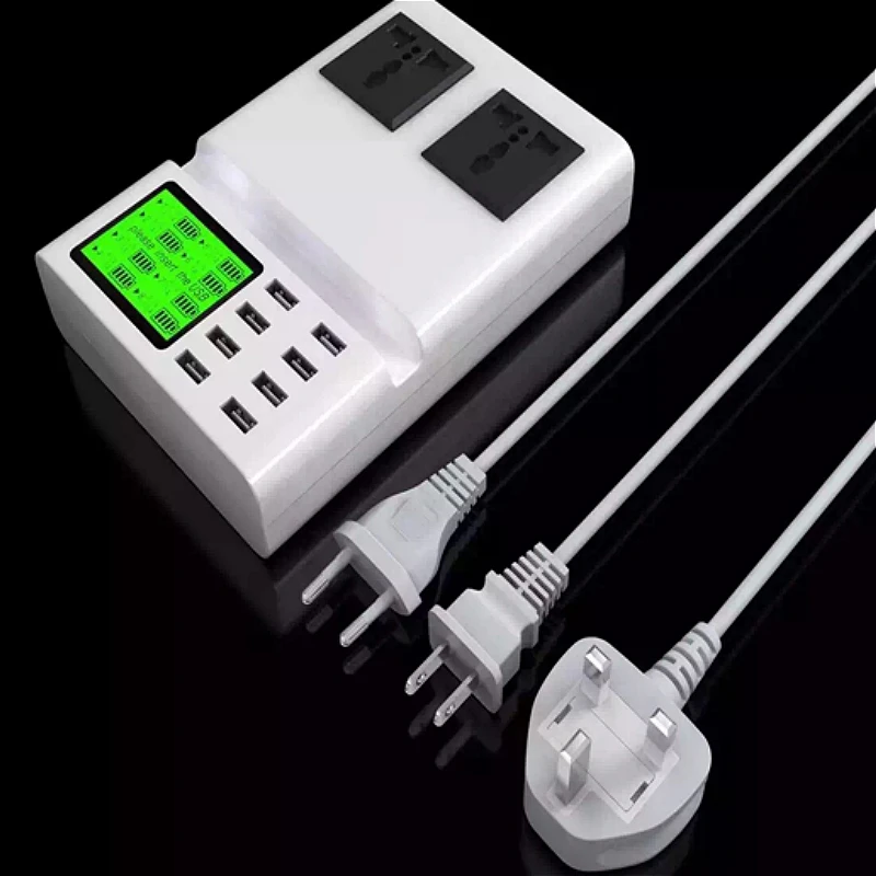 Универсальное дорожное зарядное устройство с 8 USB портами домашнее настенное ЖК